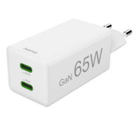 Hama ŁADOWARKA SIECIOWA MINI 65W GAN PD/QC 2X USB-C, BIAŁA - 1318743 - zdjęcie 1